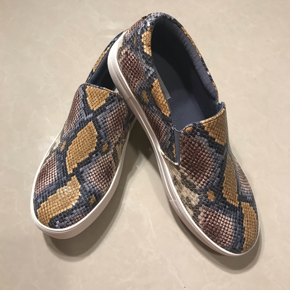 Steve Madden Slip-On Sneakers in Blue, Tan, Brown Snake Print